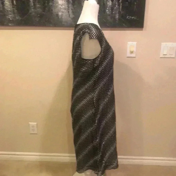 Kay Unger Black and White Silk Midi Dress with Double Lined Slip -Size 12 - Picture 4 of 10